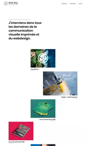 Webdesign Intégration front-end Webdesign et programmation du portfolio de graphiste. Réalisation d'un graphisme simple et intuitif. Mise en page responsive sur-mesure.
